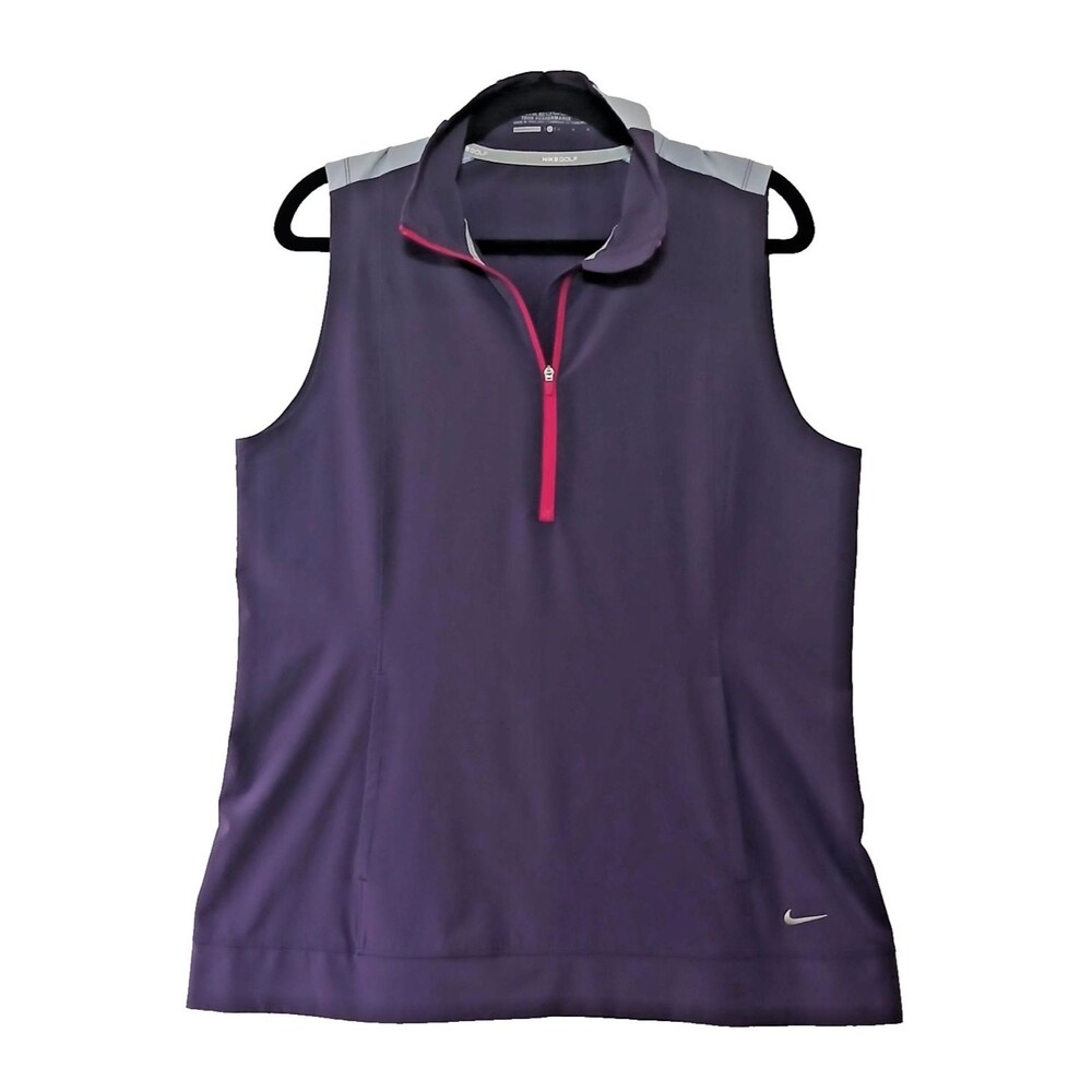 Nike Golf Vest Womens Large Purple Stretch Tour Performance 1/4 Zip #928